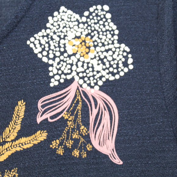 Ann Taylor Outlet Black Scoop Neck 3/4 Bell Sleeve Floral Accent Top Size Small - Picture 4 of 8